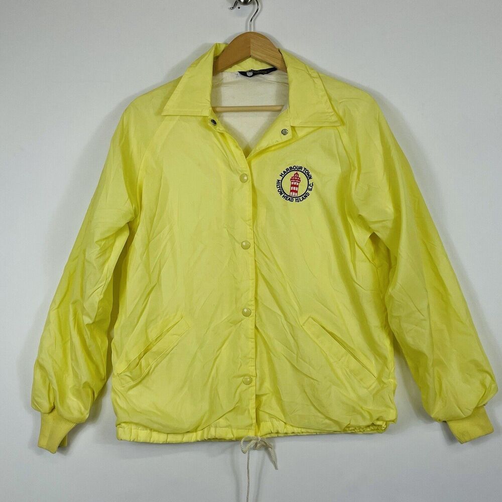 Vtg Hilton Head Windbreaker Jacket Womens Medium Nautical‎ Preppy Coastal 80s